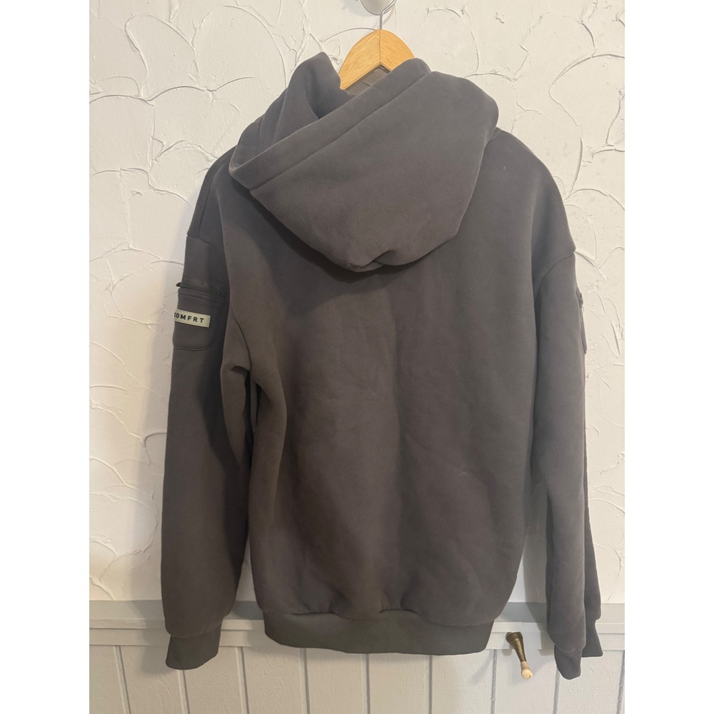 Comfrt Dark Gray Fleece Lined Hoodie With Zipper Pocket Size S - Picture 2 of 5